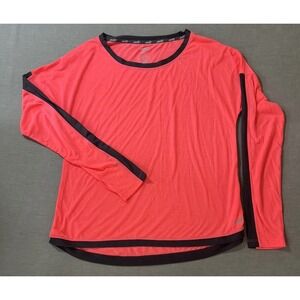 Avia Women's Bright Coral Long Sleeve Top with Black Trim